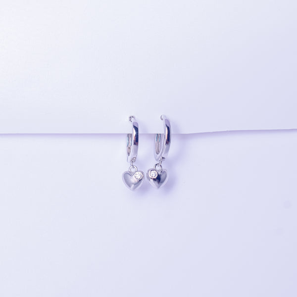 Dainty Heart Charm Hoop Earrings