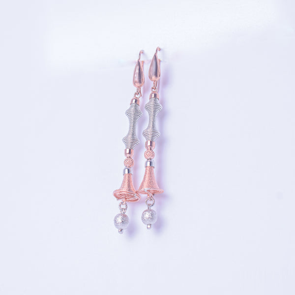 Rose Gold Dual Tone Tassel Drop Earrings