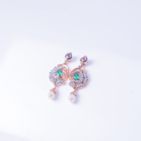 Royal Emerald Pearl Drop Earrings