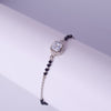 Princess Cut Solitaire Black Bead Bracelet