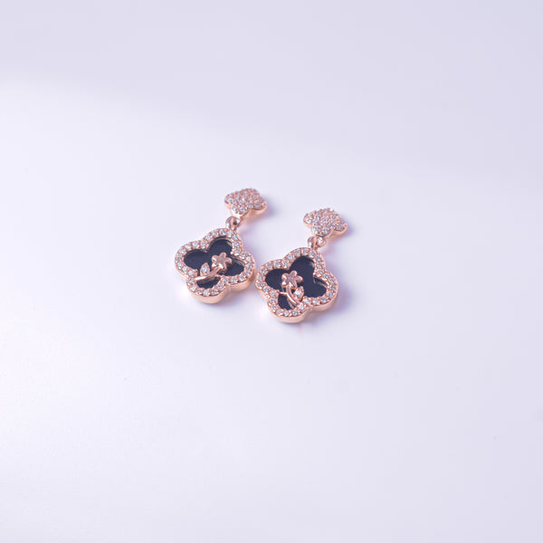 Midnight Clover Drop Earrings