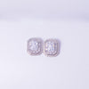 Radiant Emerald-Cut Halo Stud Earrings