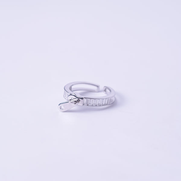 Luxe Zipper Charm Open Ring