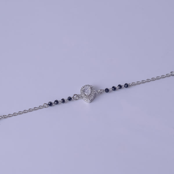 Eternal Heart Halo Silver Mangalsutra Bracelet