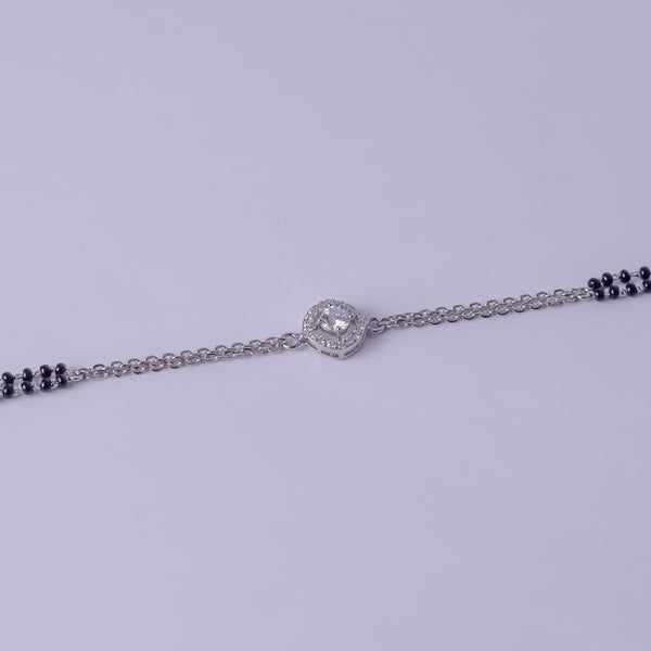 Dual Chain Halo Charm Silver Bracelet