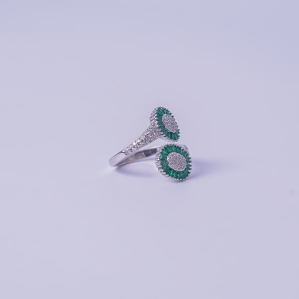 Emerald Halo Luxe Open Ring
