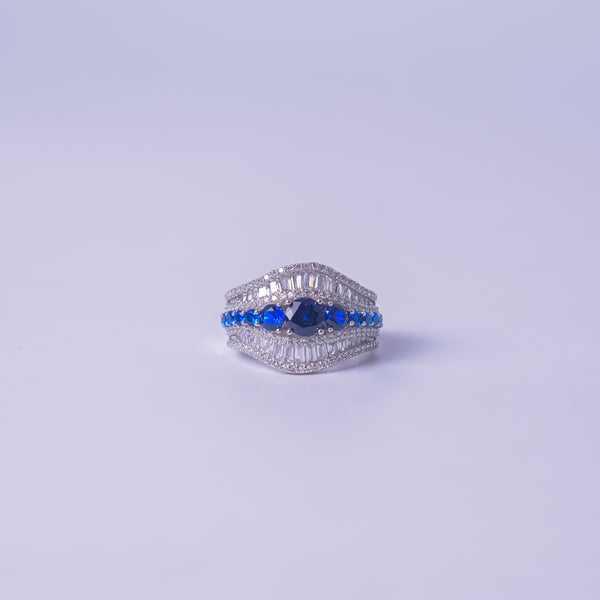 Royal Sapphire Cascade Statement Ring