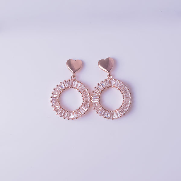 Crystal Halo Heart Drop Earrings