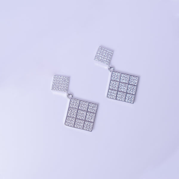 Celestial Grid Drop Earrings