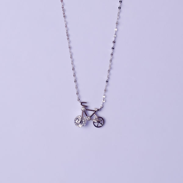 Crystal Bicycle Charm Necklace