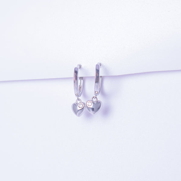 Dainty Heart Charm Hoop Earrings