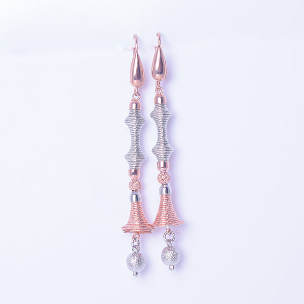 Rose Gold Dual Tone Tassel Drop Earrings