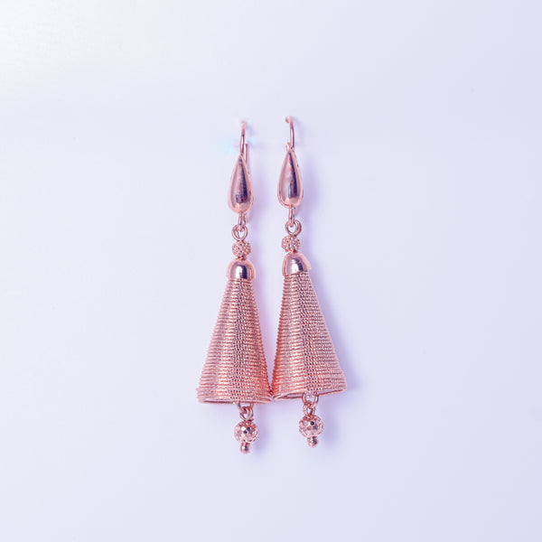 Rose Gold Cone Tassel Drop Earrings