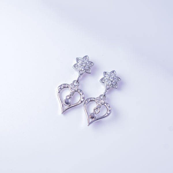Floral Heart Drop Earrings