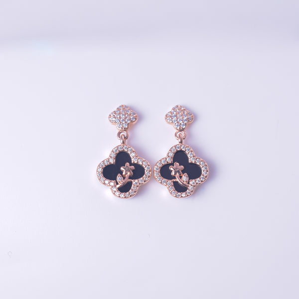 Midnight Clover Drop Earrings