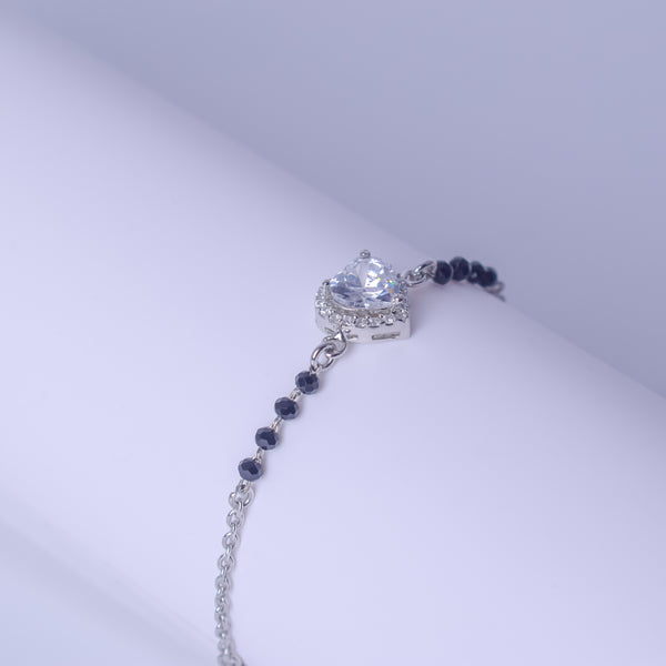 Crystal Heart Silver Bracelet