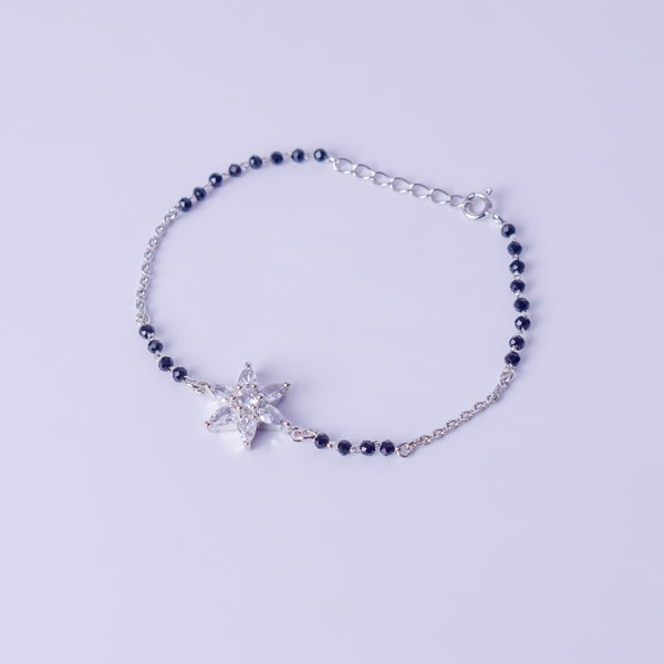 Midnight Bloom Silver Bracelet
