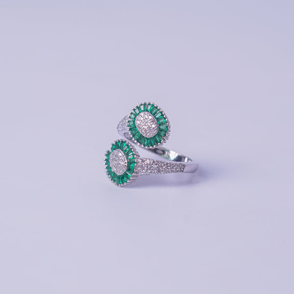 Emerald Halo Luxe Open Ring