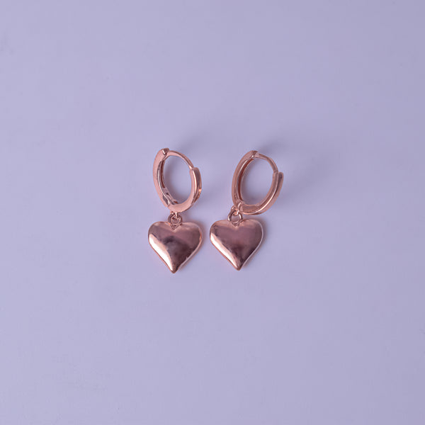 Rosé Heart Hoop Drop Earrings