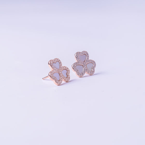 Pearl Glow Clover Stud Earrings